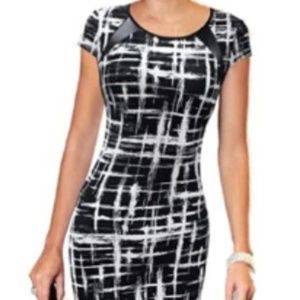 Black and White Short Sleeve Dress - Party